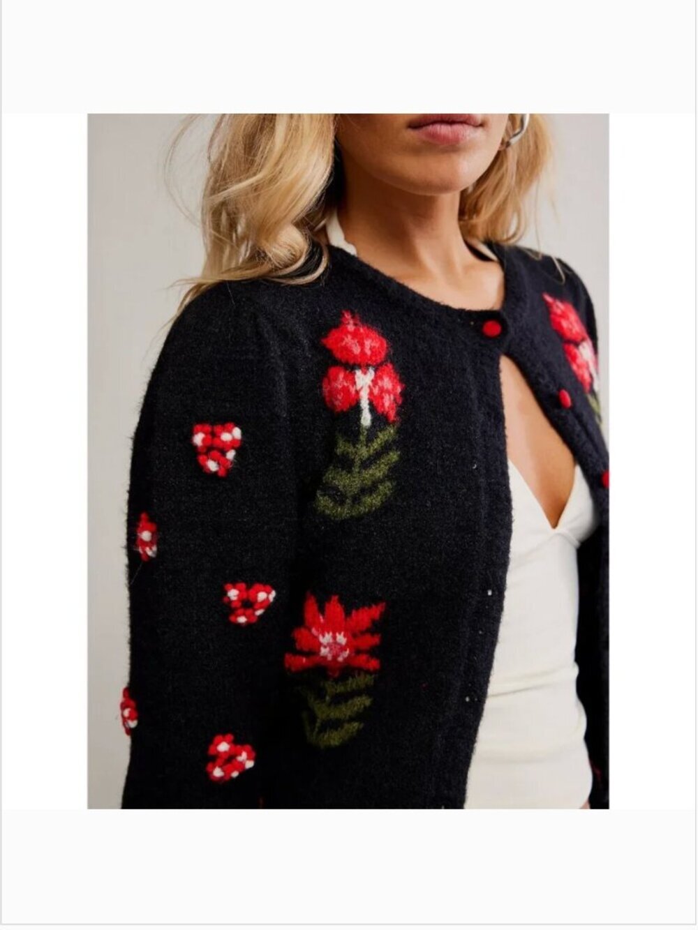 FREE PEOPLE NWT Nonna Knit Cardi / Midnight Bloom Combo - Picture 4 of 12
